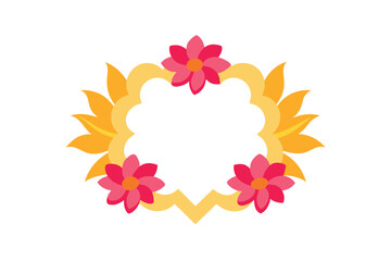 Decorative Frame With Layered Exotic Flowers