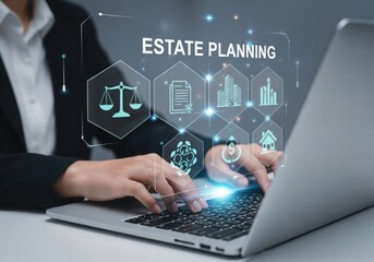 Digital estate planning concepts with professional guidance on laptop