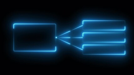 Glowing neon line Business hierarchy chart icon animation isolated on black background