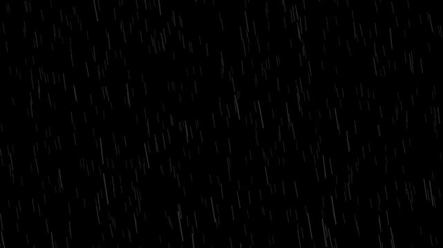 Heavy rainfall animation isolated on black background