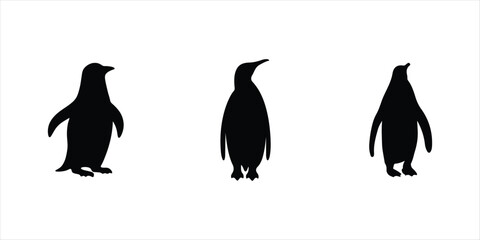 penguin vector eps set on white background. penguin silhouette  icon set.