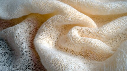 Cream Knitted Fabric Texture Background Soft Cozy Wool Swirl Pattern