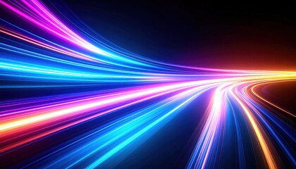 Abstract Light Trails with Smooth Motion Effect Displaying Bright Colors in Dark Background