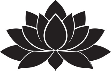 Elegant Lotus Flower Silhouette in Black | Minimal Floral Illustration Vector Format