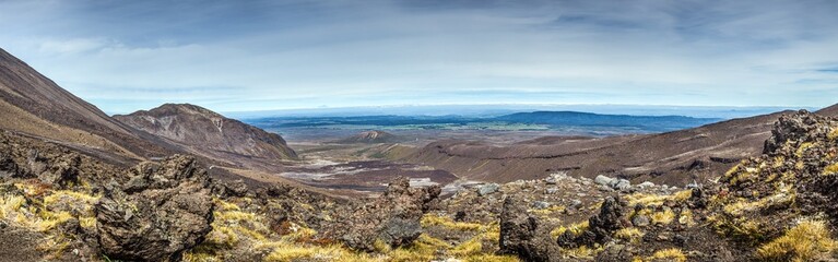 Panoramic view of Tongariro volcanic landscape