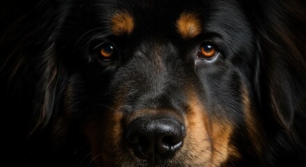 Fototapeta premium Intimate portrayal of a majestic dog capturing its soulful gaze and expressive face