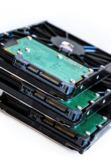 silver computer hard drive close up