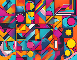 colorful modern art with cool isolated pop art style background