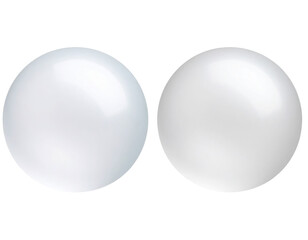 Two smooth, round white pearls with a lustrous surface and subtle reflective highlights.