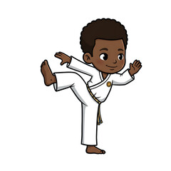 Cute Capoeira Fighter Cartoon Isolated Blue Background