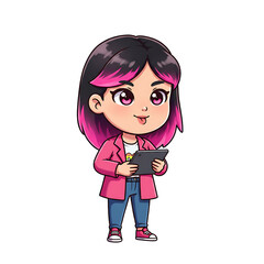 Cute Entrepreneur Cartoon Isolated Blue Background