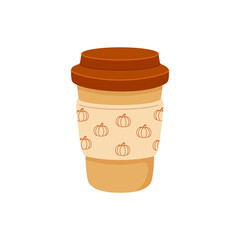 Vector paper cup to go with drink on white background