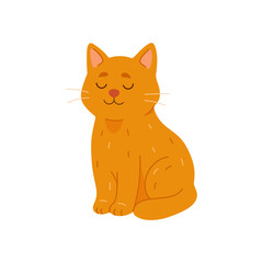Cute vector flat home cat on a white background