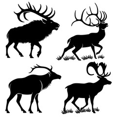 set of deer silhouettes