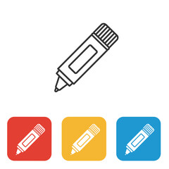 Highlighter pen in various colors on white background  