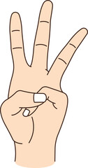 Hand Showing Three Fingers Illustration