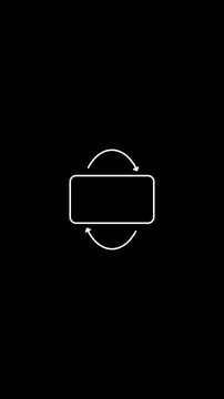 Rotate your phone horizontal to vertical orientation, video animation. on black background. Phone Rotation animation. 4k