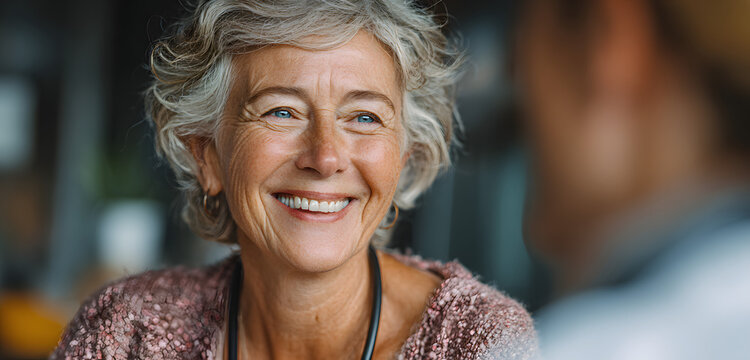 Doctor, senior patient consult in clinic office during checkup appointment. Smiling elderly female receives support, care from medical pro, fostering trust, communication. Healthcare discussion.