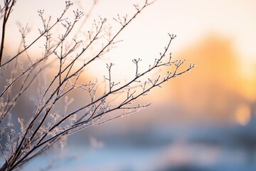 Obraz premium Frosty Winter Branches at Sunrise