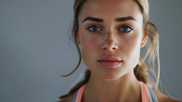 Close-up of a woman holding a tennis racket, ready to play