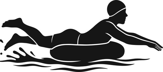 Silhouette of a Swimmer Lounging on an Inflatable Ring