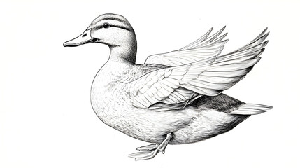 Monochrome illustration of duck