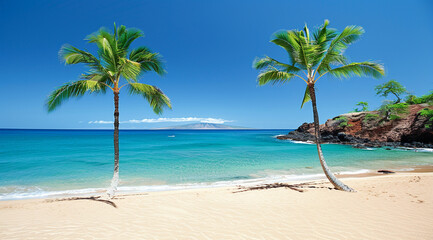 Fototapeta premium tropical beach with palm trees