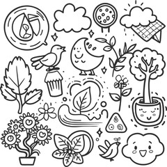 set of hand drawn flowers