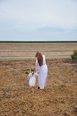 Sunflower Field Aesthetic Girl and Children