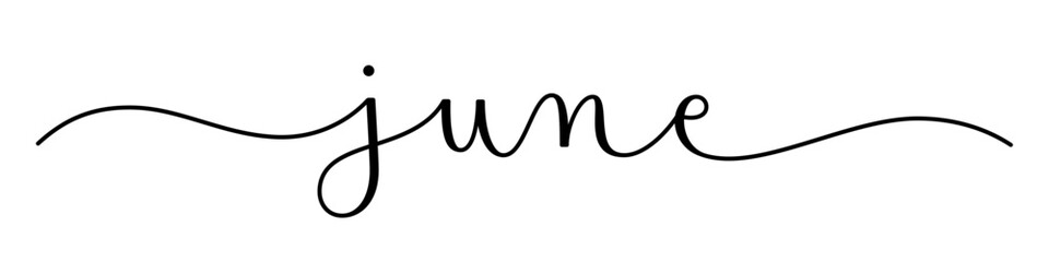 JUNE black brush calligraphy banner with swashes