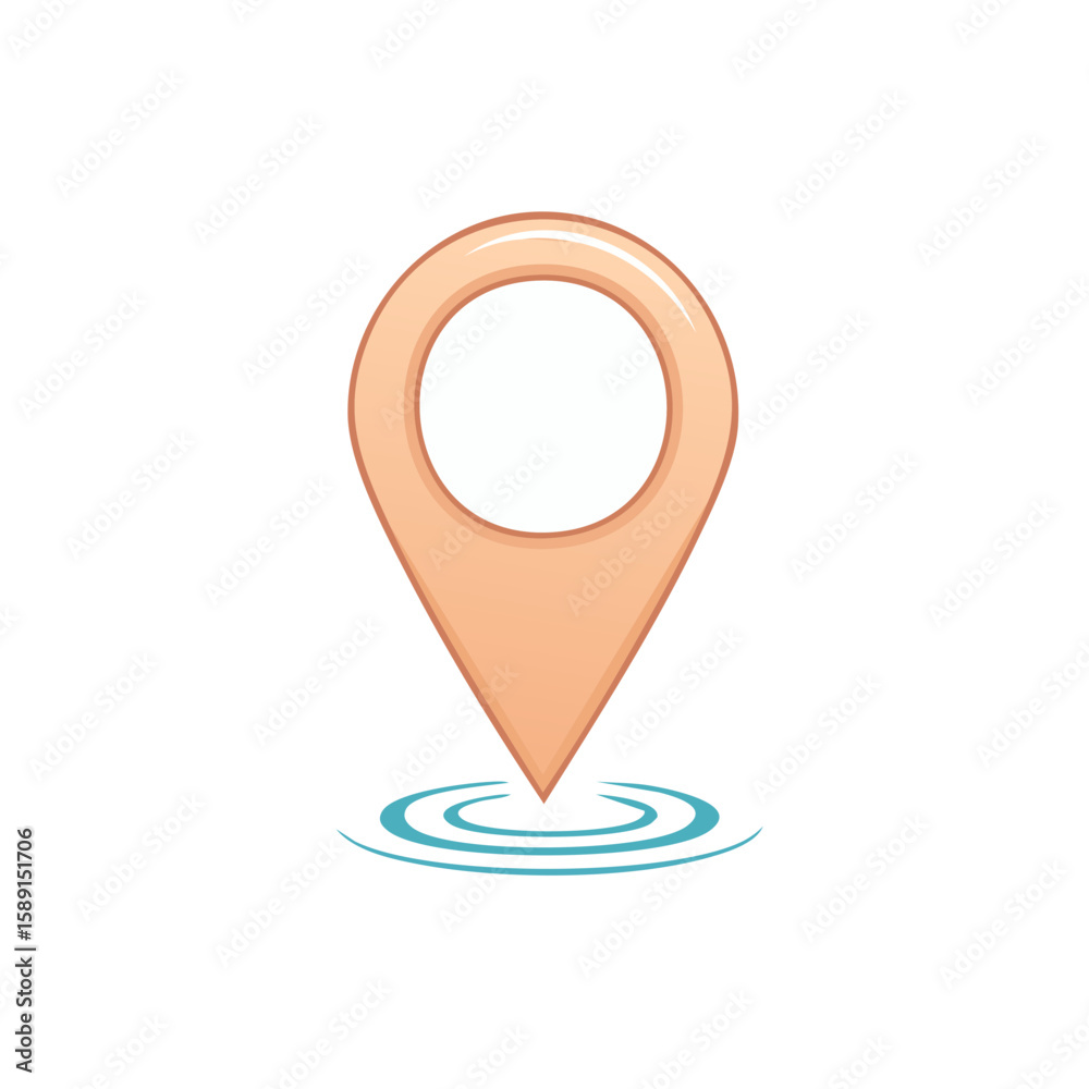 Poster peach location pin icon with ripple effects on black background simple map pointer for navigation co