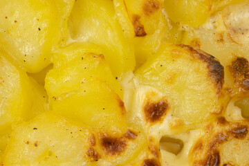 arrière-plan d'un gratin dauphinois, en gros plan