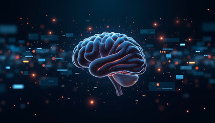 Human Brain Illustration on Abstract Background
