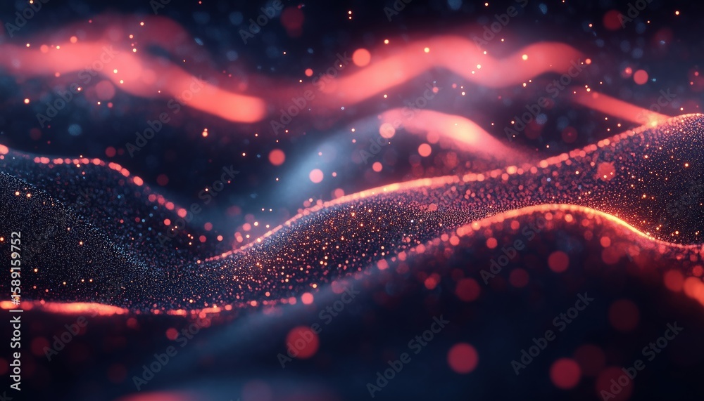 Poster abstract digital dark: glowing particles - a mesmerizing display of luminous particles in a digital 