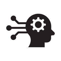 Human Brain with Cogwheel and Circuit Connections Artificial Intelligence and Cognitive Function