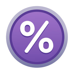 Isolated Percent Sign Illustration on Purple Button Graphic Symbol for Discount and Finance Concepts