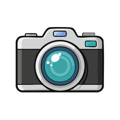 Cartoon Camera Illustration Photography Equipment Lens Icon on Black Background