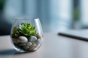 Succulent terrarium in glass bowl