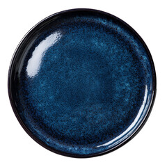Dark Blue Ceramic Plate isolated on transparent or white background	
