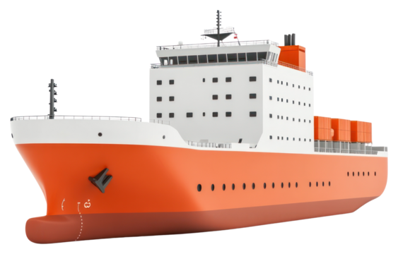 PNG Ro-Ro ship transportation vessel white.