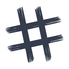 Fototapeta premium Grunge Hashtag Symbol on Black Background with a White Square in the Center