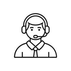  Customer service representative wearing headset and suit isolated on white background

