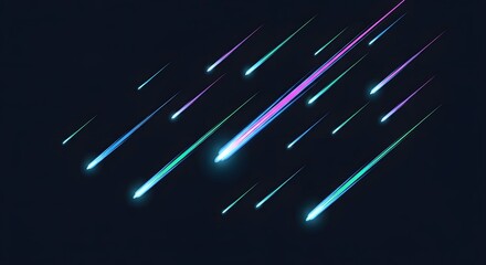 A scattering of colorful comets streaking across dark space