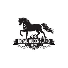 Royal Queens Land Show Ekka Silhouette Vector Illustration, Solid White Background.