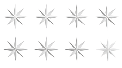 Eight pointed star pattern, monochrome, repeating design.