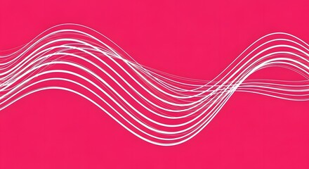 Abstract white lines in wave pattern on a pink background