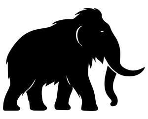 Fototapeta premium Woolly mammoth walking black silhouette illustration vector icon design