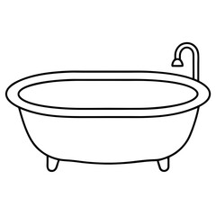 Simple Bathtub Outline Illustration for Coloring Books and Design
