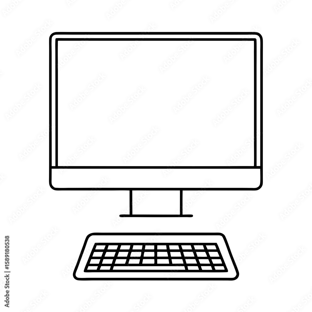 Fototapete computer and keyboard line art icon for graphic design use