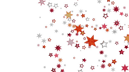 Beautiful background image featuring red, orange, and silver stars scattered on a white background. Perfect for celebrations!